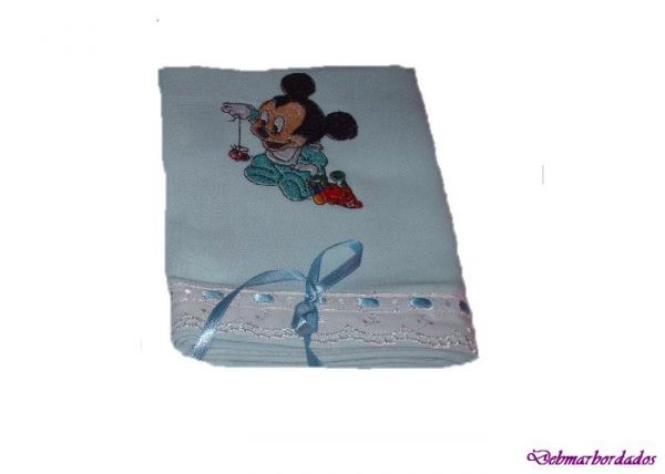 Cueiro Bordado e Personalizado - Disney Baby (Mickey)